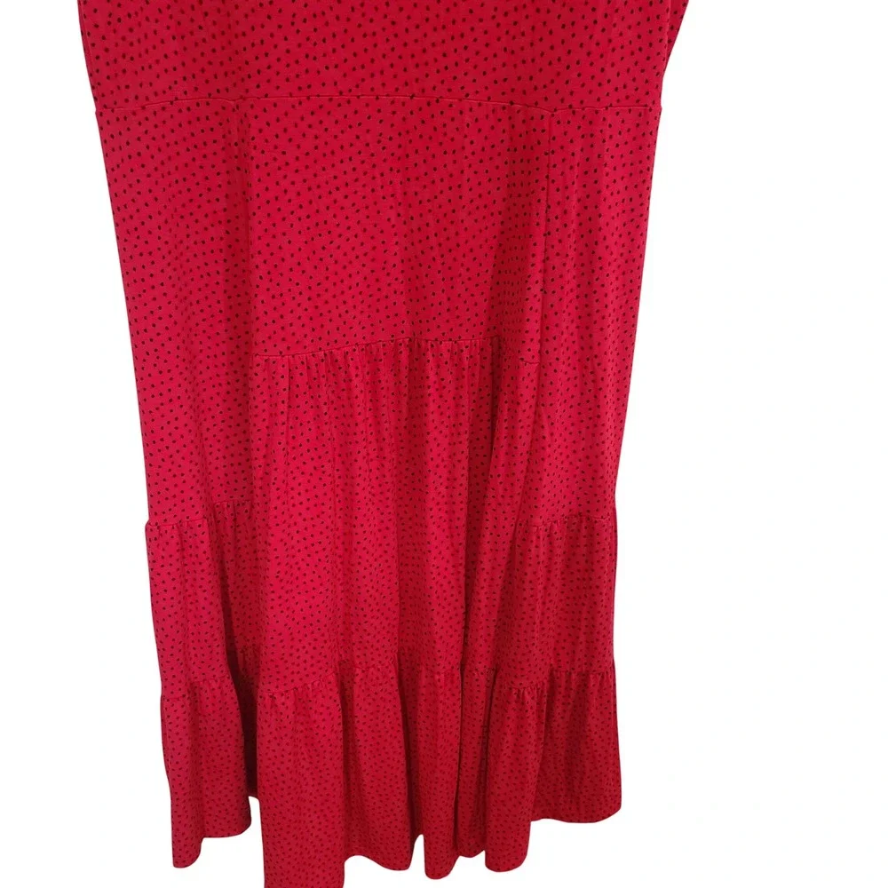 Tommy Hilfiger Red Polka Dot Jersey Dress XL Short Sleeve J2DDR611 A-Line Midi